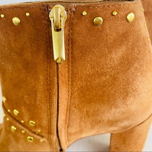 SAM EDELMAN Ankle Booties Chandler Zip Saddle Suede Heel Leather Boots Size:6.5 - Picture 8 of 9